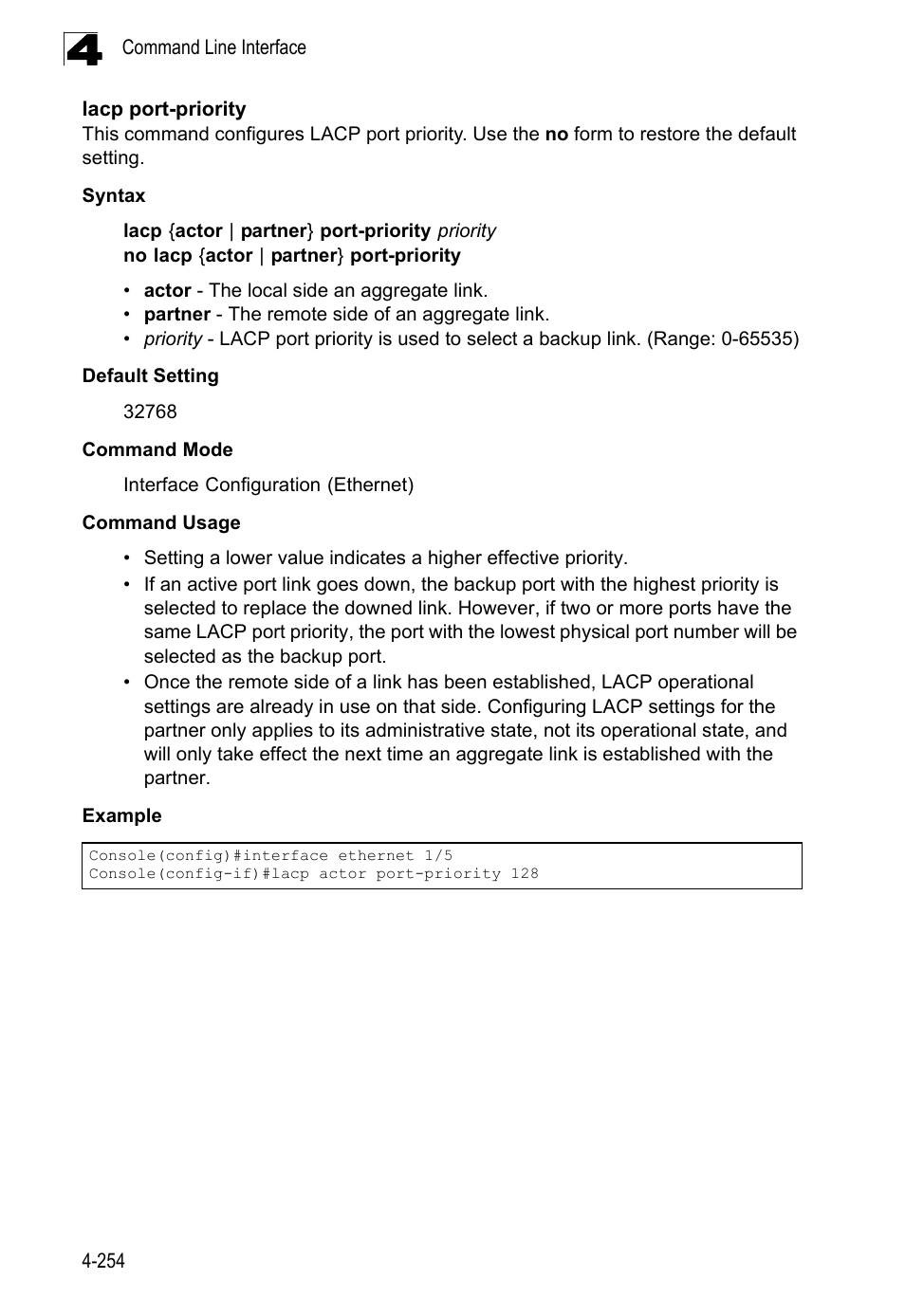 Lacp port-priority | LevelOne FGL-2870 User Manual | Page 620 / 800