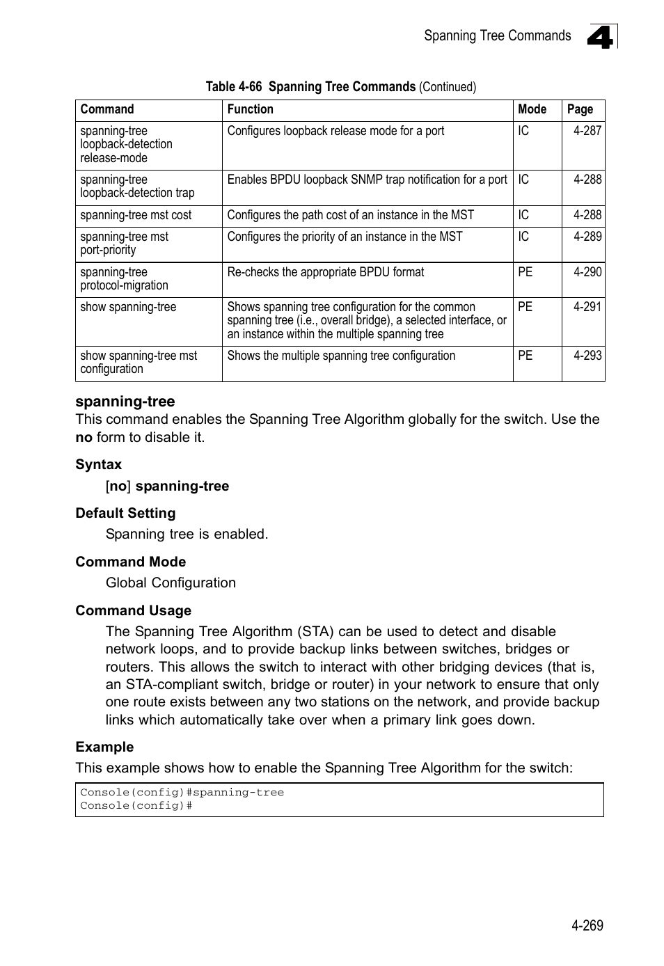 Spanning-tree, Spanning-tree 4-269 | LevelOne FGL-2870 User Manual | Page 635 / 800