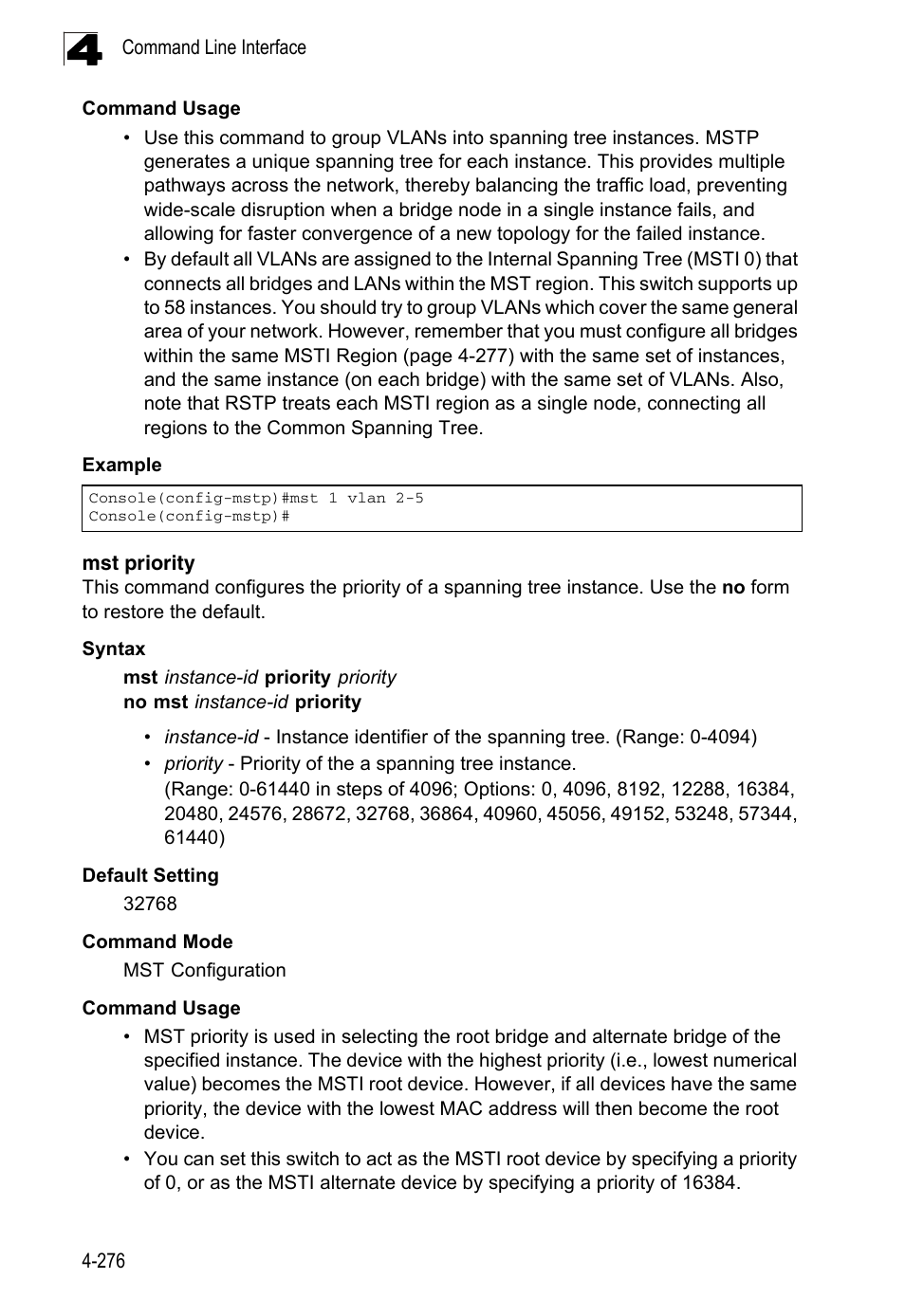 Mst priority, Mst priority (4-276) | LevelOne FGL-2870 User Manual | Page 642 / 800
