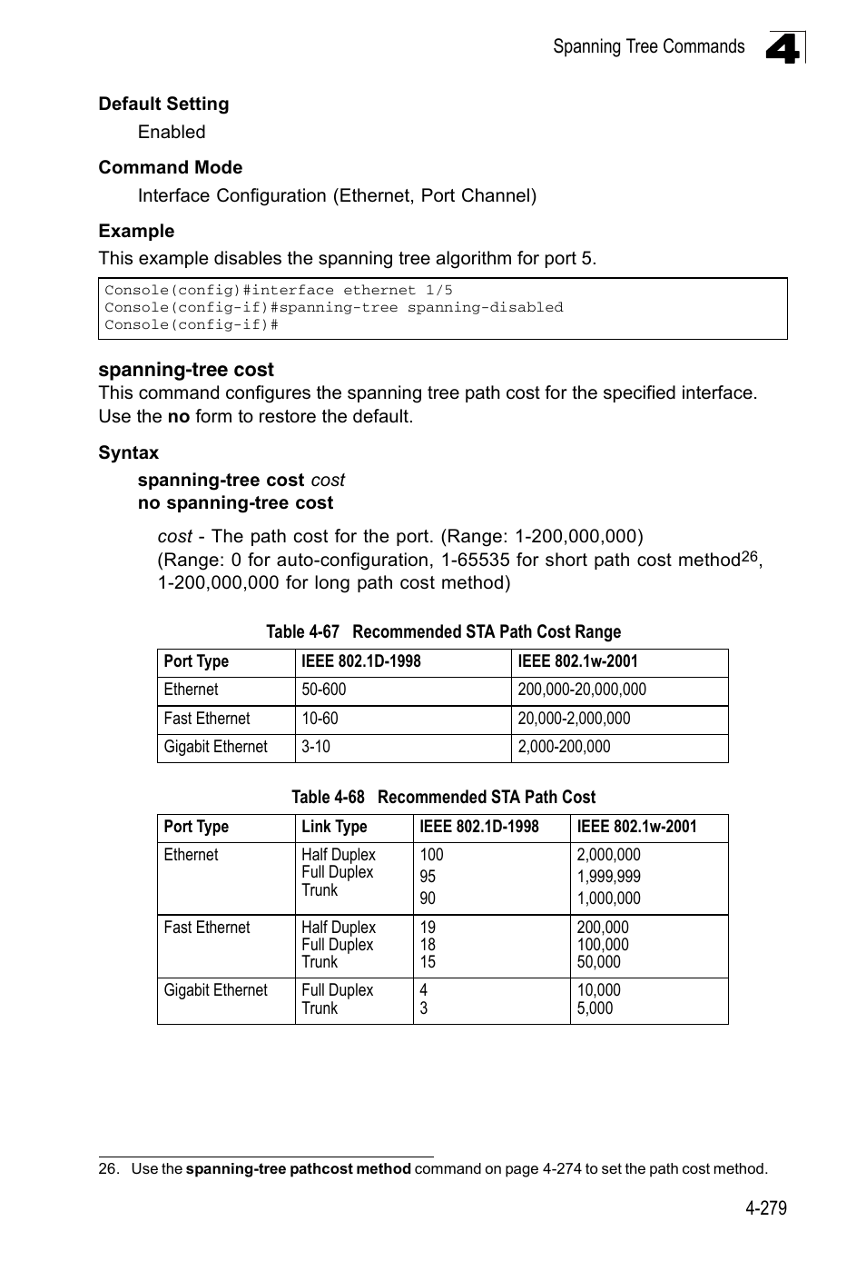 Spanning-tree cost, Ge 4-279) t | LevelOne FGL-2870 User Manual | Page 645 / 800