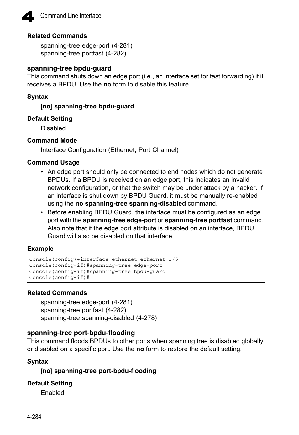 Spanning-tree bpdu-guard, Spanning-tree port-bpdu-flooding | LevelOne FGL-2870 User Manual | Page 650 / 800