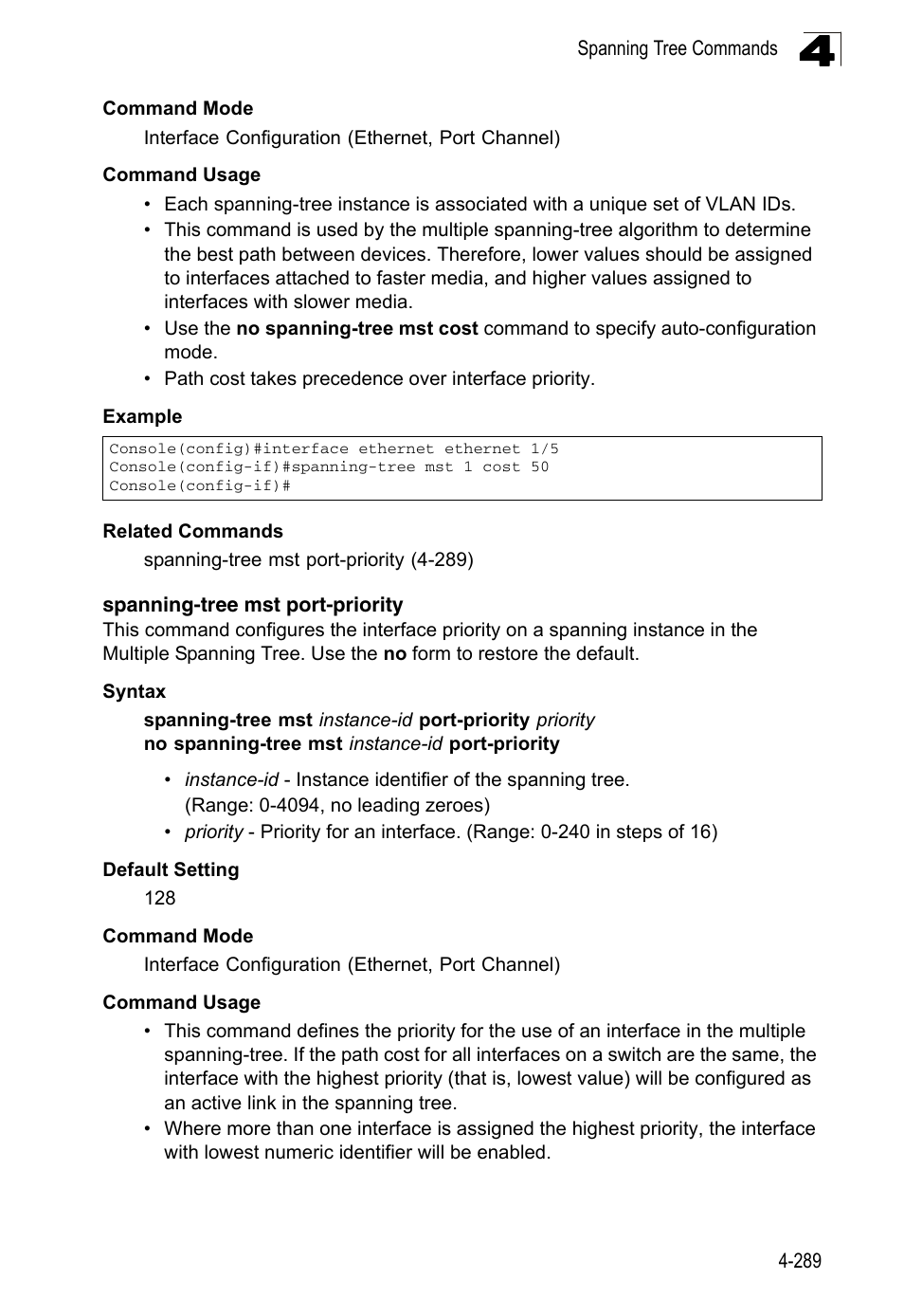 Spanning-tree mst port-priority | LevelOne FGL-2870 User Manual | Page 655 / 800