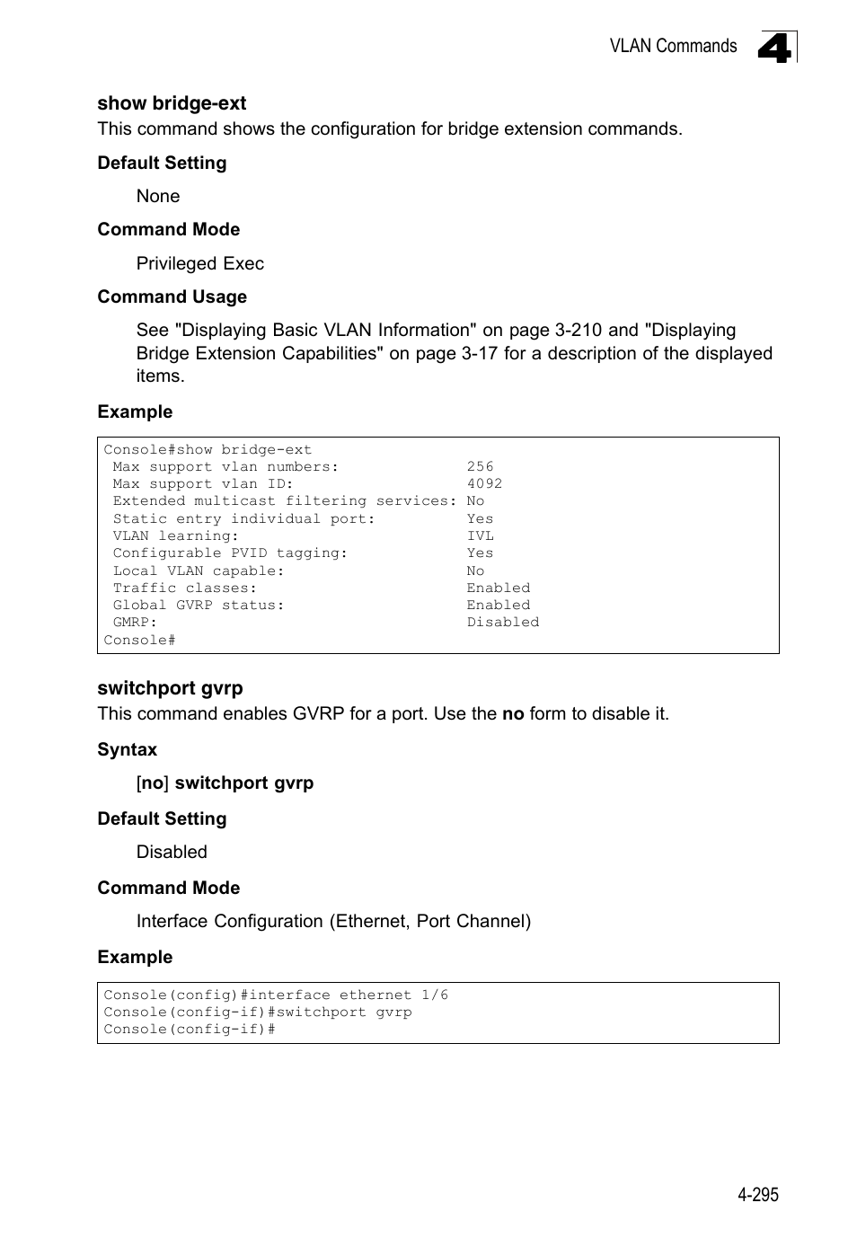 Show bridge-ext, Switchport gvrp | LevelOne FGL-2870 User Manual | Page 661 / 800