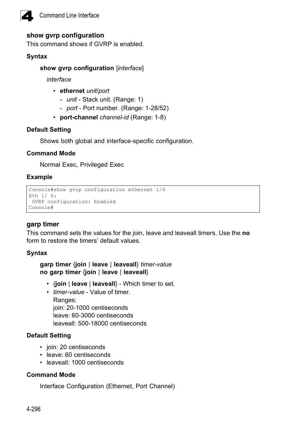 Show gvrp configuration, Garp timer | LevelOne FGL-2870 User Manual | Page 662 / 800