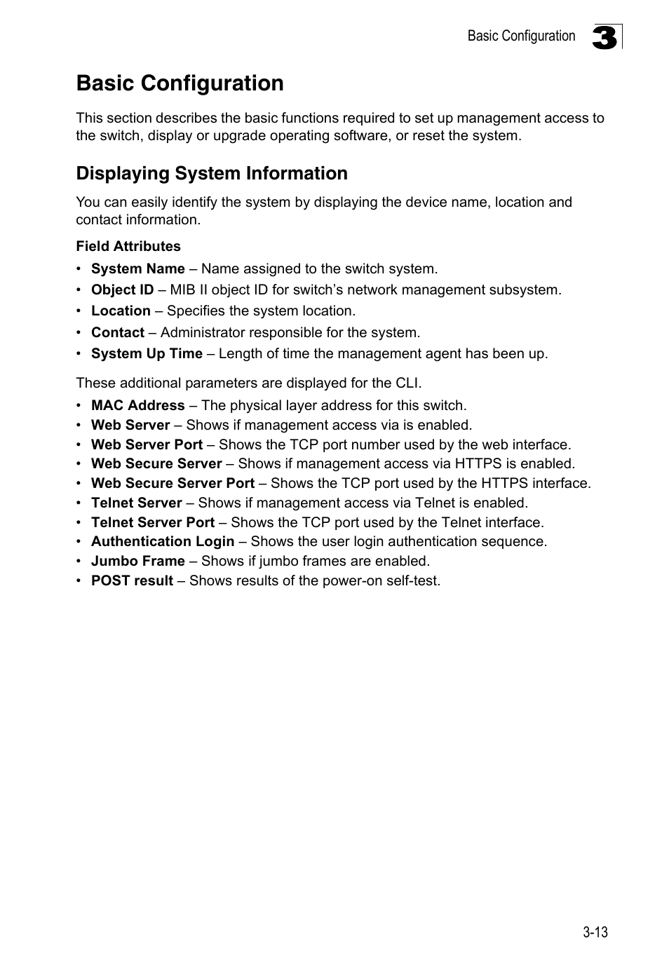 Basic configuration, Displaying system information | LevelOne FGL-2870 User Manual | Page 67 / 800