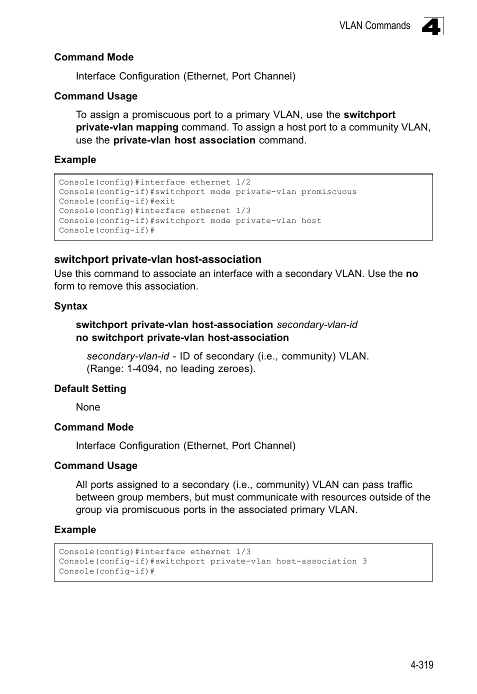 Switchport private-vlan host-association | LevelOne FGL-2870 User Manual | Page 685 / 800