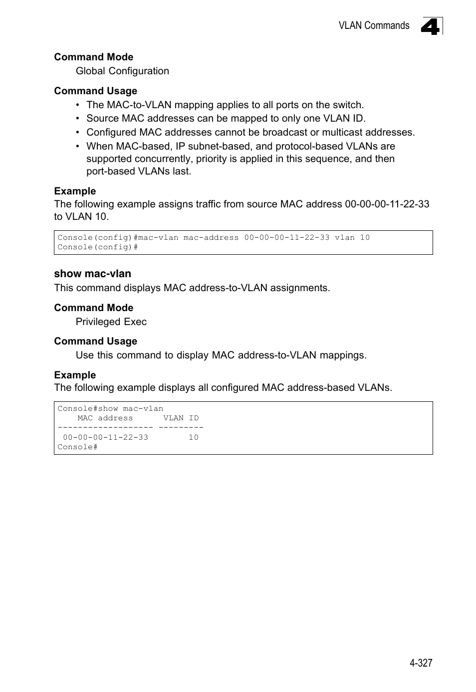 Show mac-vlan | LevelOne FGL-2870 User Manual | Page 693 / 800