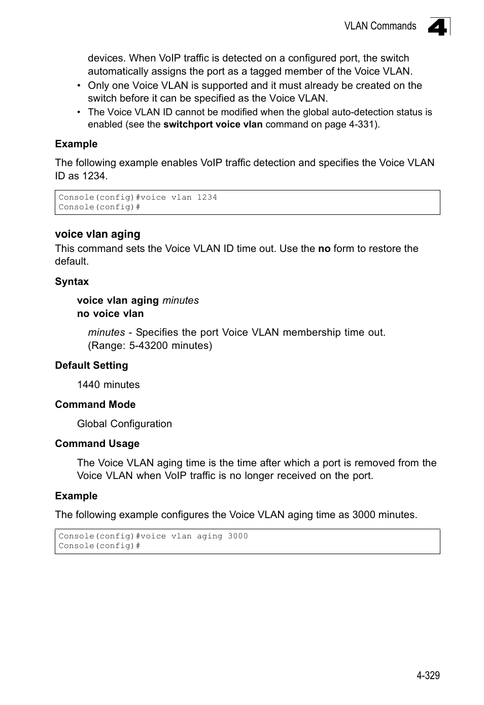 Voice vlan aging | LevelOne FGL-2870 User Manual | Page 695 / 800