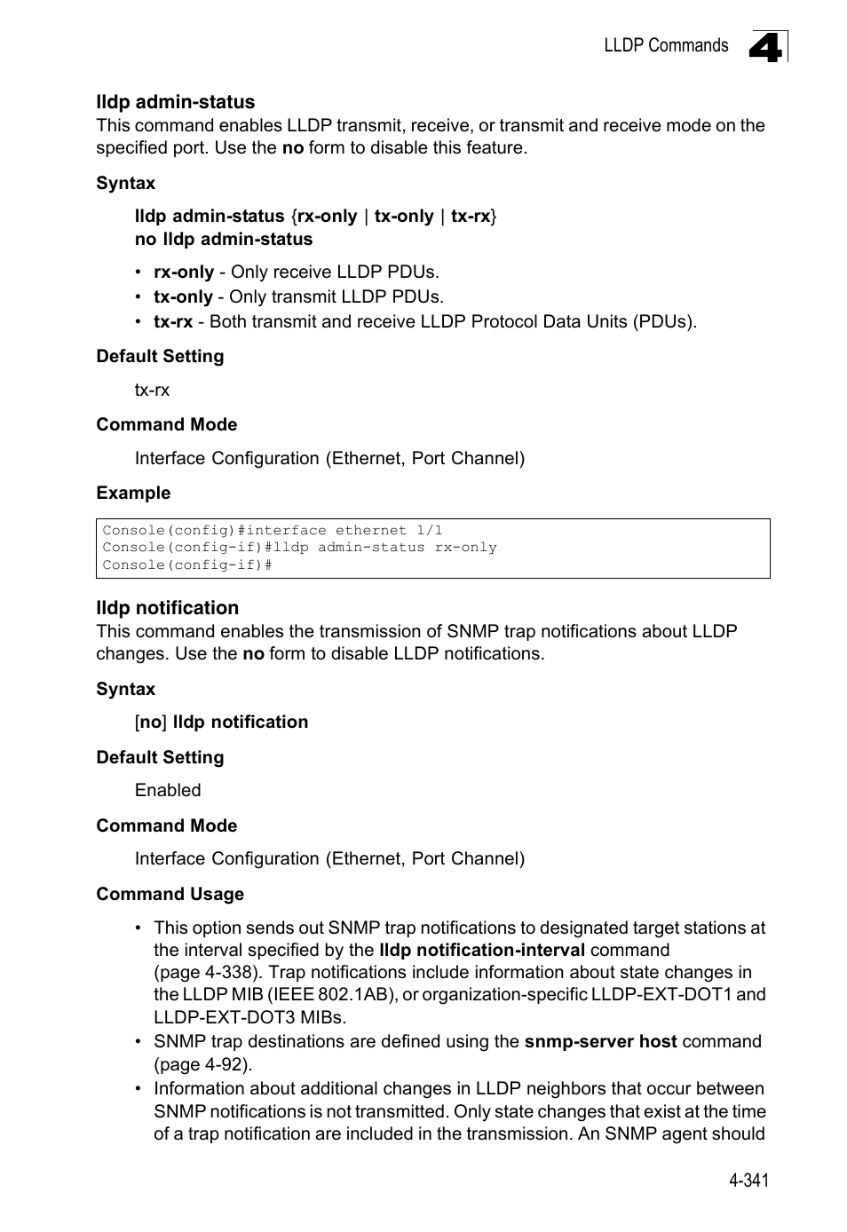 Lldp admin-status, Lldp notification | LevelOne FGL-2870 User Manual | Page 707 / 800