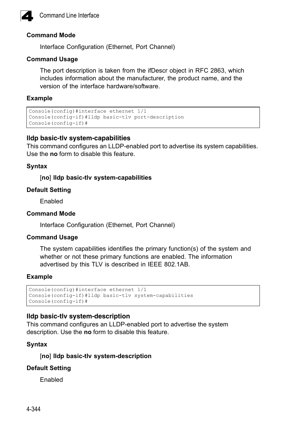 Lldp basic-tlv system-capabilities, Lldp basic-tlv system-description | LevelOne FGL-2870 User Manual | Page 710 / 800