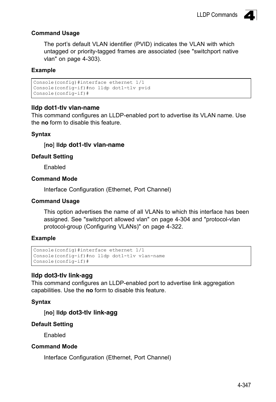 Lldp dot1-tlv vlan-name, Lldp dot3-tlv link-agg | LevelOne FGL-2870 User Manual | Page 713 / 800