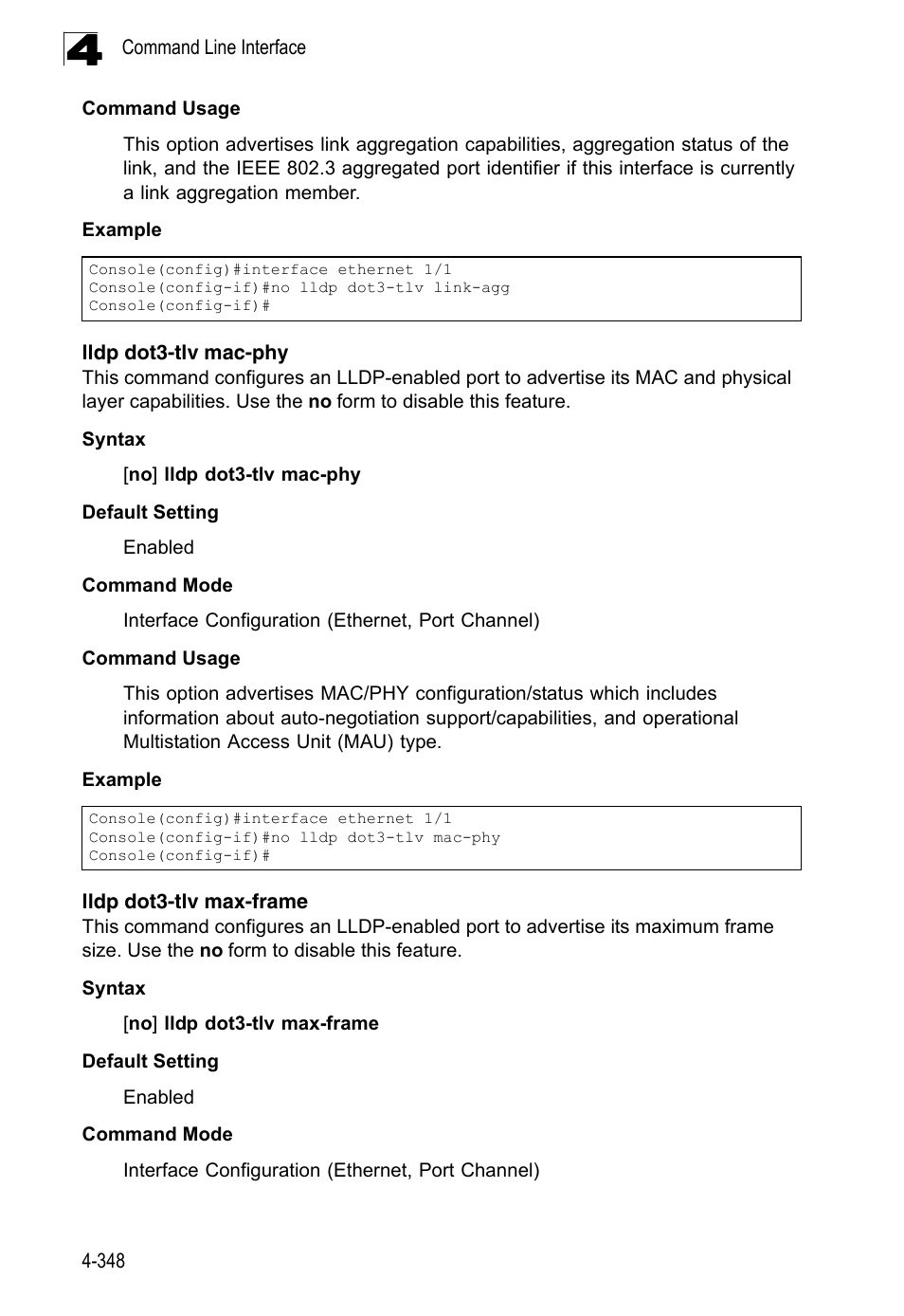 Lldp dot3-tlv mac-phy, Lldp dot3-tlv max-frame | LevelOne FGL-2870 User Manual | Page 714 / 800