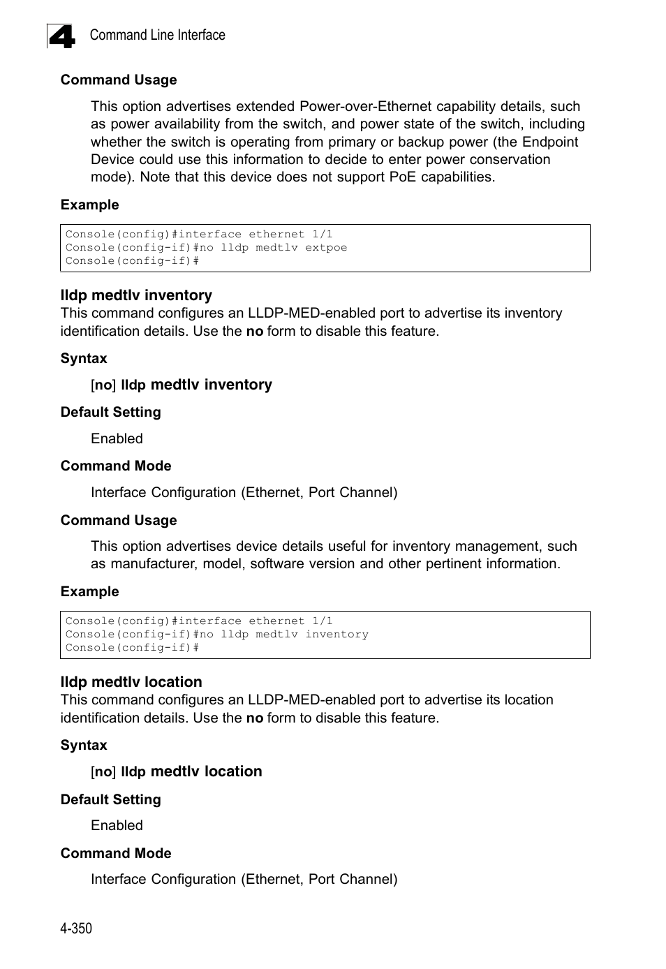 Lldp medtlv inventory, Lldp medtlv location | LevelOne FGL-2870 User Manual | Page 716 / 800