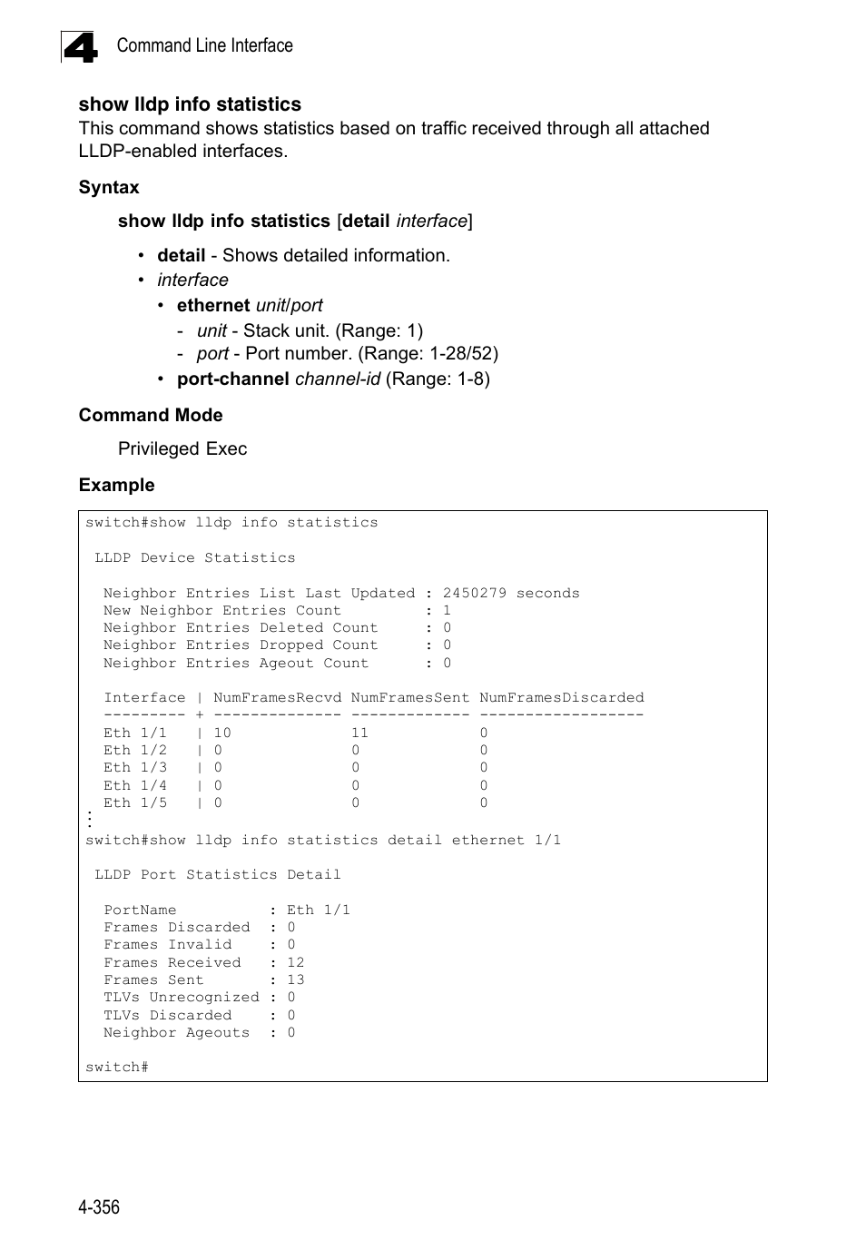 Show lldp info statistics | LevelOne FGL-2870 User Manual | Page 722 / 800