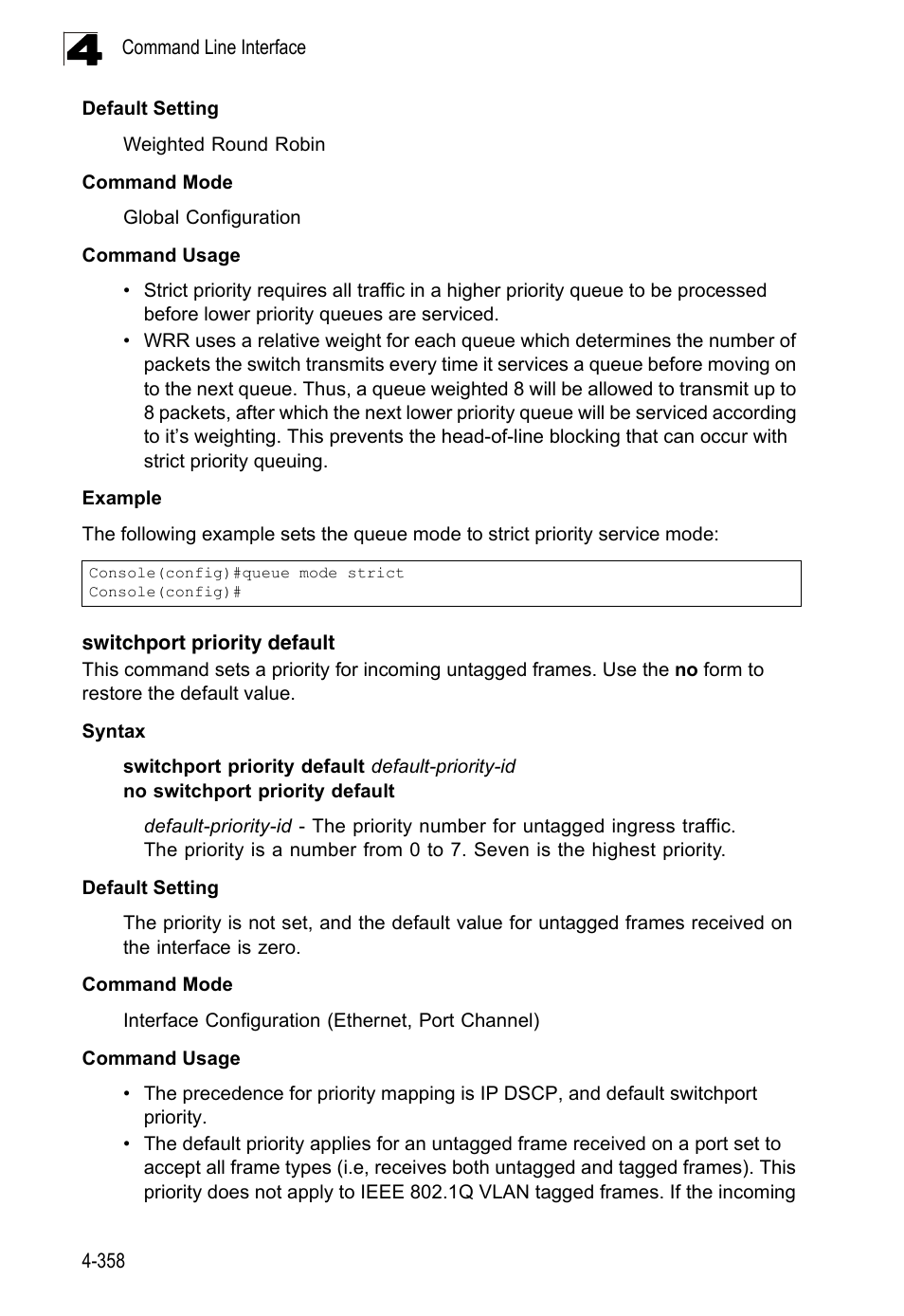 Switchport priority default | LevelOne FGL-2870 User Manual | Page 724 / 800