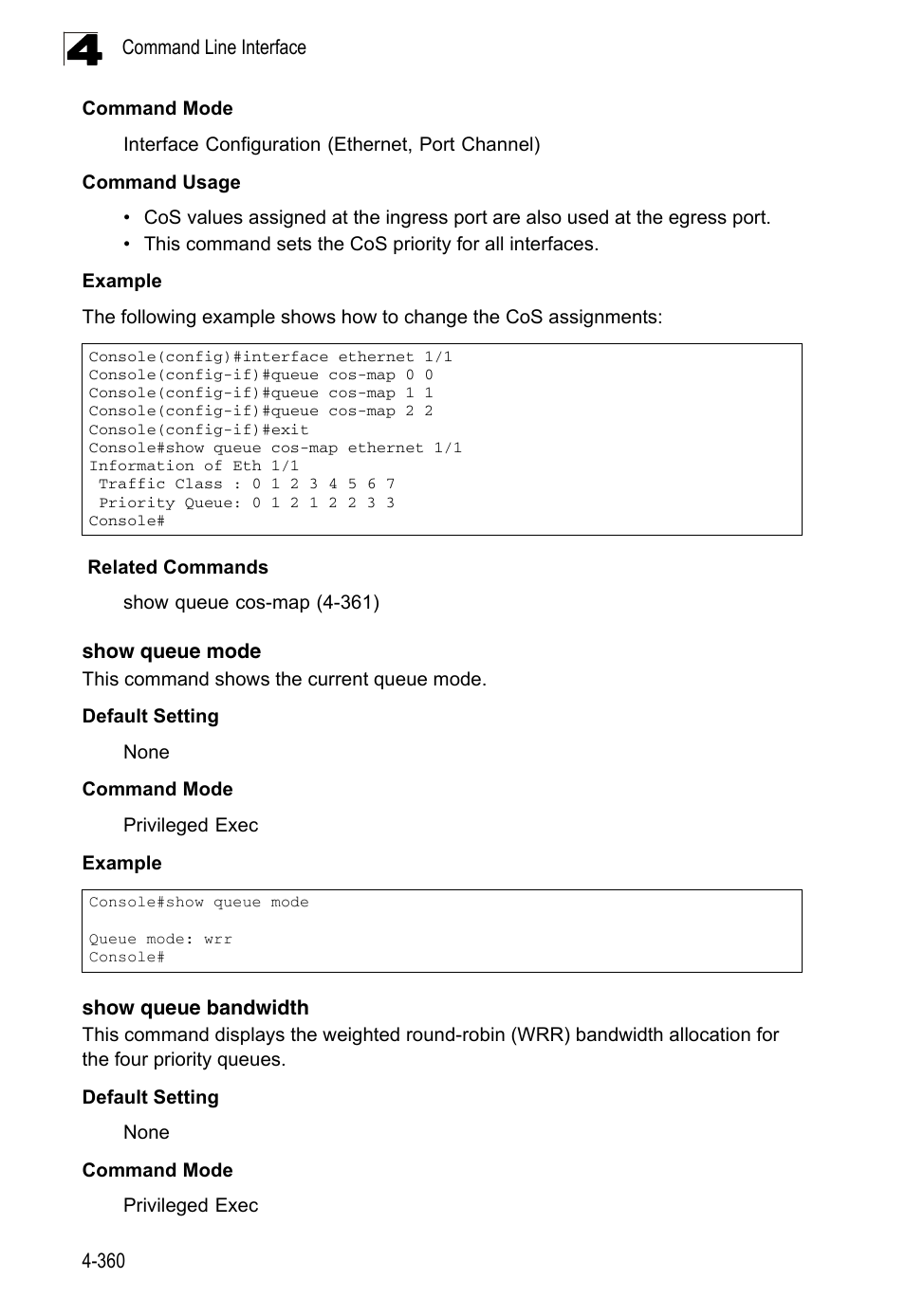 Show queue mode, Show queue bandwidth | LevelOne FGL-2870 User Manual | Page 726 / 800