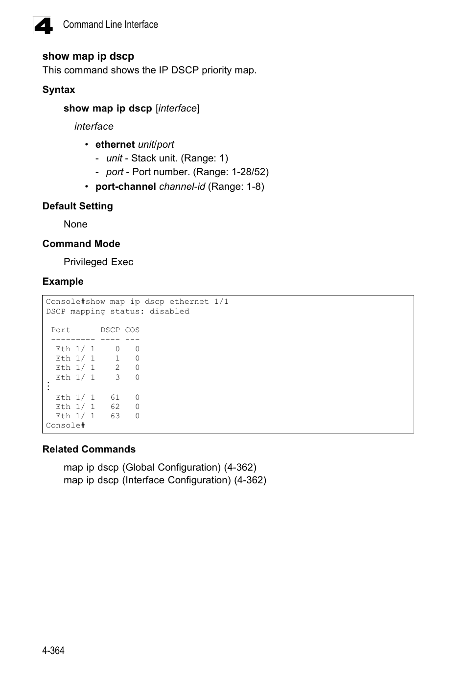 Show map ip dscp | LevelOne FGL-2870 User Manual | Page 730 / 800