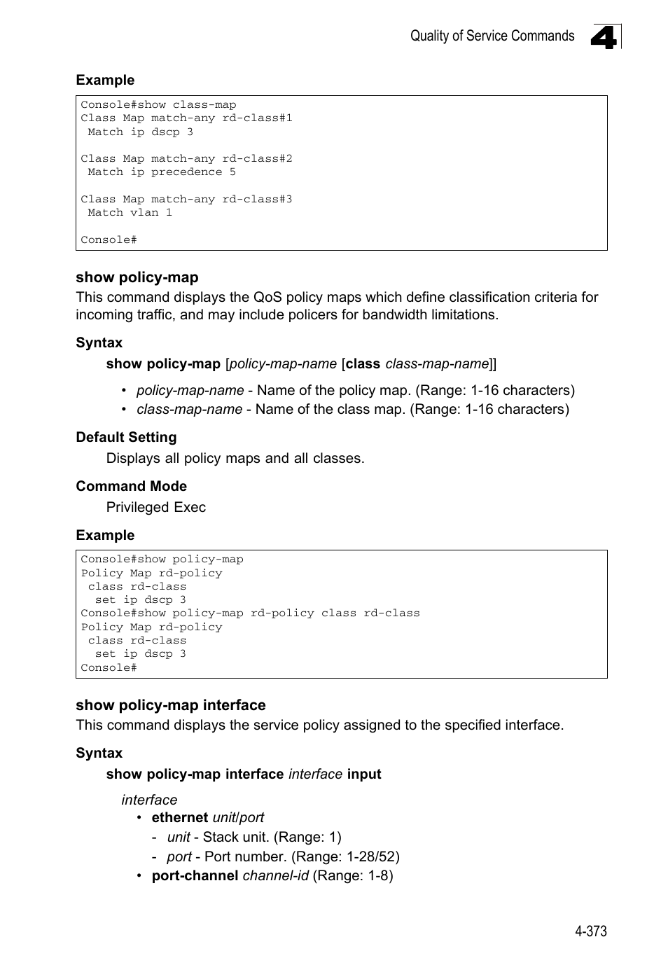 Show policy-map, Show policy-map interface | LevelOne FGL-2870 User Manual | Page 739 / 800