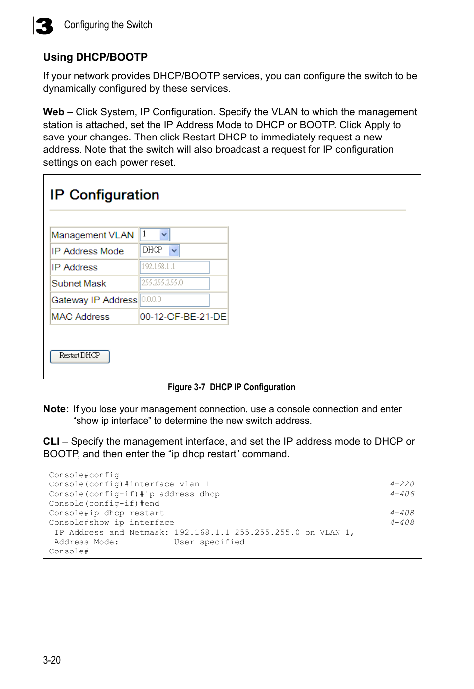 Using dhcp/bootp, Figure 3-7, Dhcp ip configuration | LevelOne FGL-2870 User Manual | Page 74 / 800