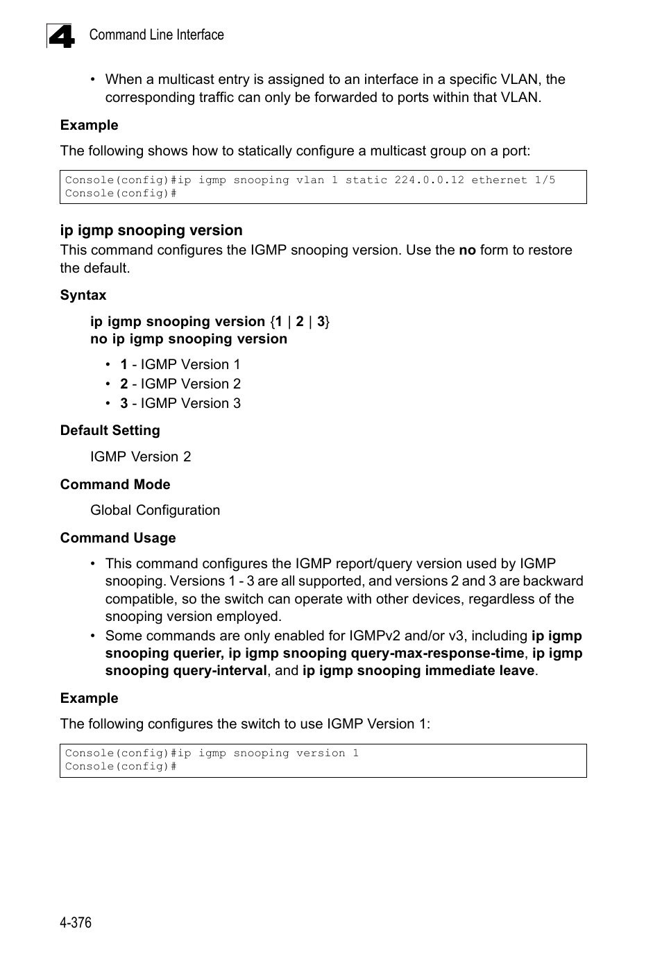 Ip igmp snooping version | LevelOne FGL-2870 User Manual | Page 742 / 800