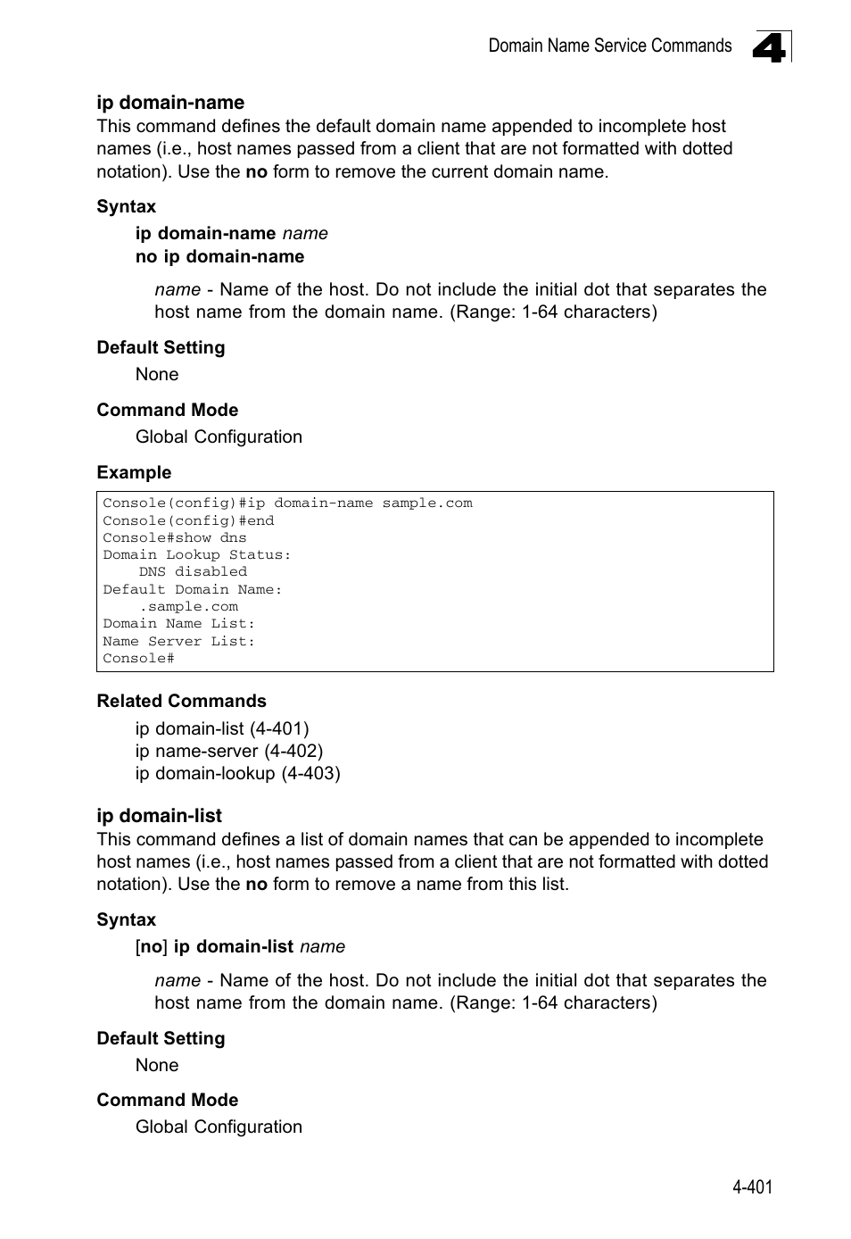Ip domain-name, Ip domain-list | LevelOne FGL-2870 User Manual | Page 767 / 800