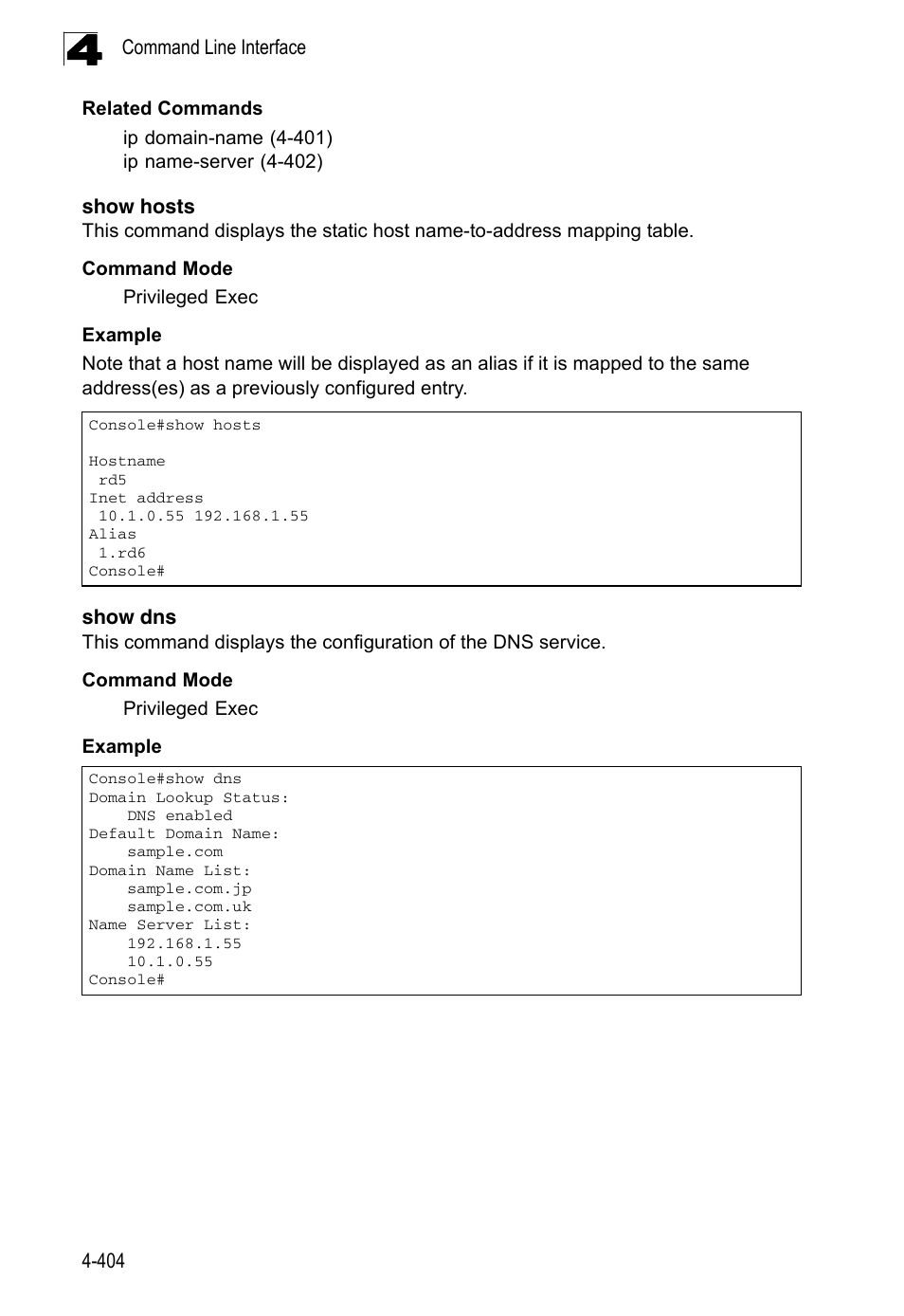Show hosts, Show dns | LevelOne FGL-2870 User Manual | Page 770 / 800