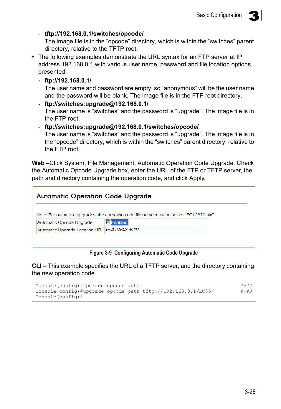 Figure 3-9, Configuring automatic code upgrade | LevelOne FGL-2870 User Manual | Page 79 / 800