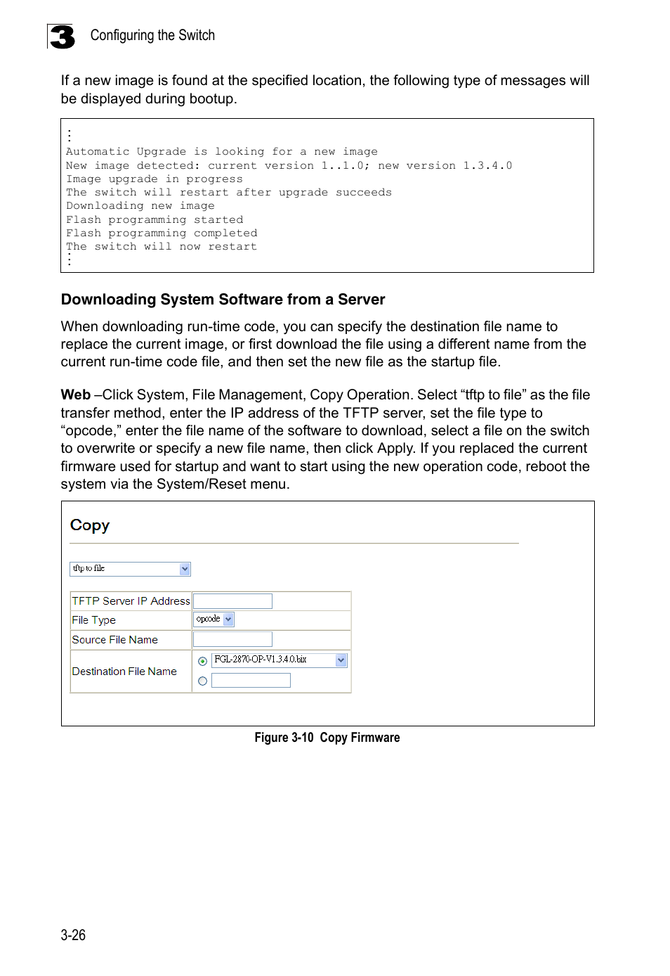 Downloading system software from a server, Figure 3-10, Copy firmware | LevelOne FGL-2870 User Manual | Page 80 / 800