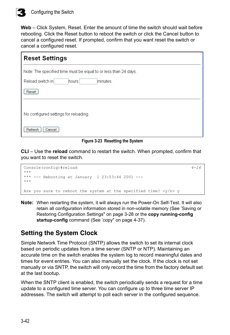 Setting the system clock, Figure 3-23, Resetting the system | LevelOne FGL-2870 User Manual | Page 96 / 800