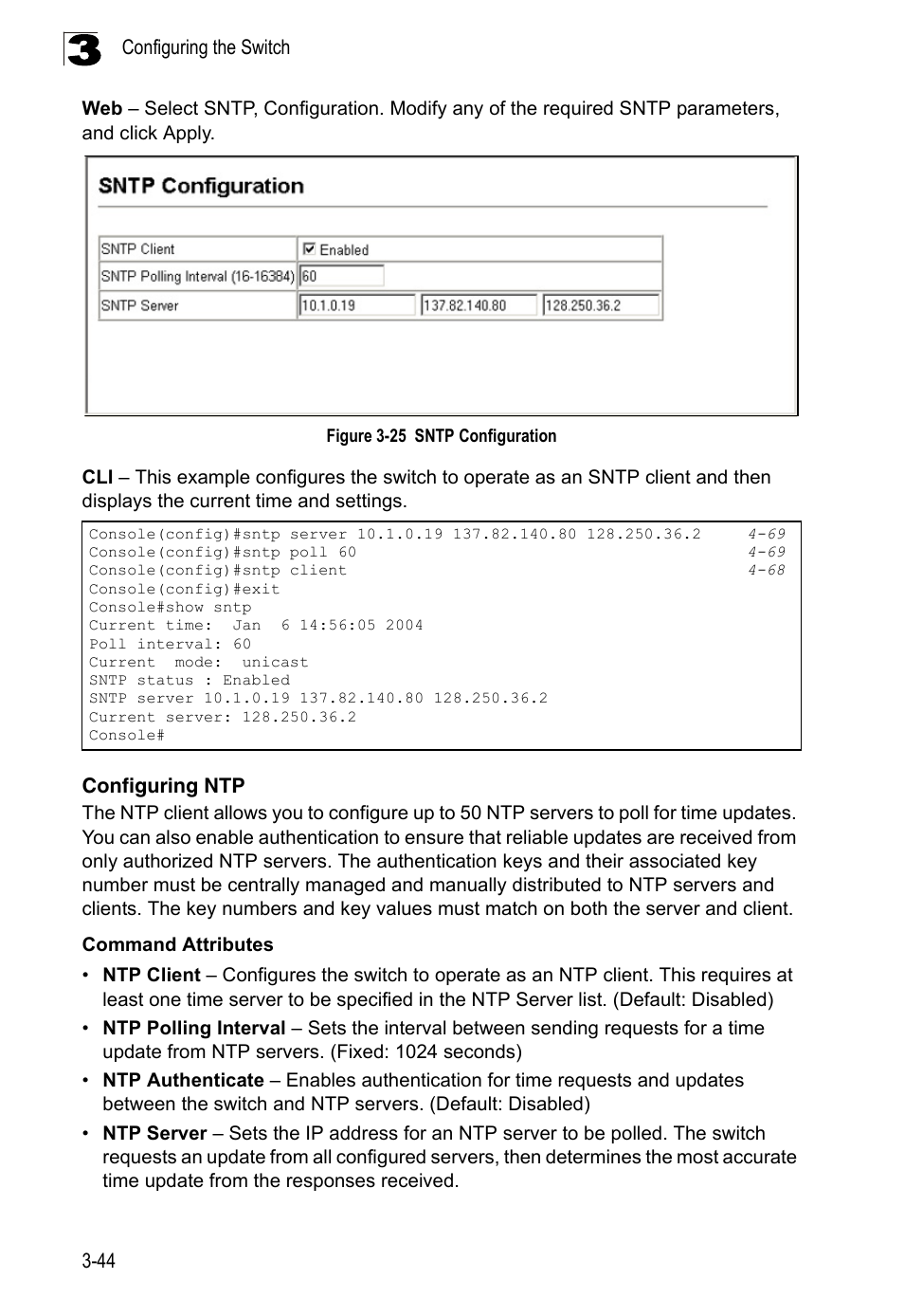 Configuring ntp, Figure 3-25, Sntp configuration | LevelOne FGL-2870 User Manual | Page 98 / 800