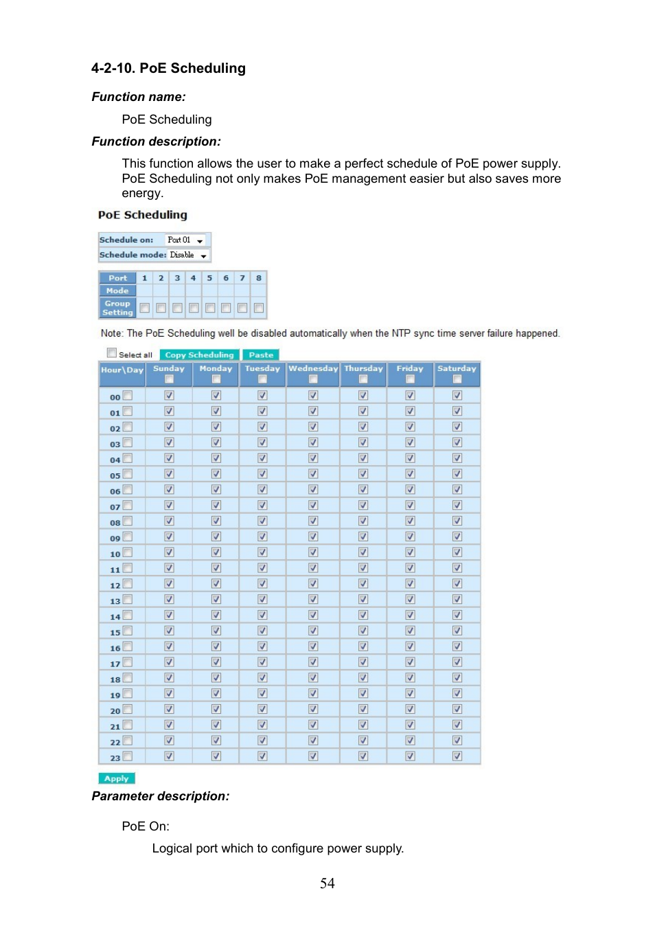 2-10. poe scheduling | LevelOne GEP-0950 User Manual | Page 60 / 86