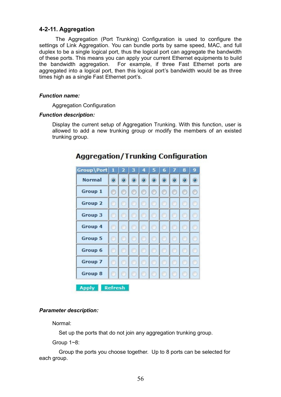 2-11. aggregation | LevelOne GEP-0950 User Manual | Page 62 / 86