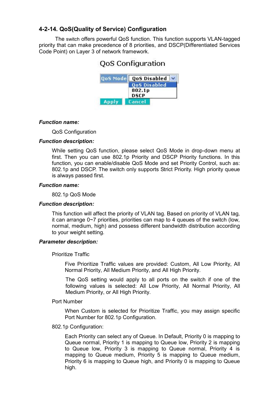 2-14. qos(quality of service) configuration | LevelOne GEP-0950 User Manual | Page 65 / 86