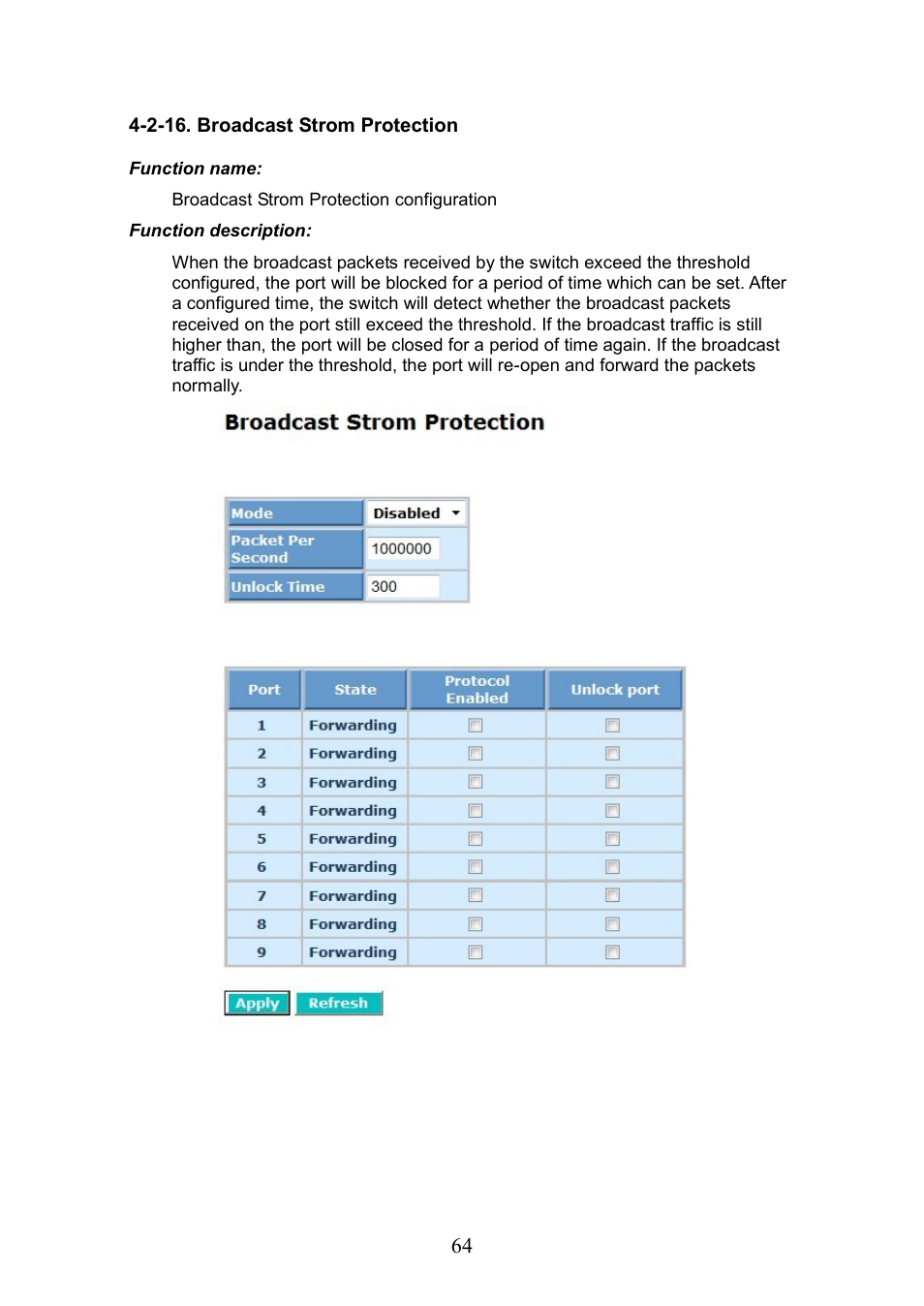 2-16. broadcast strom protection | LevelOne GEP-0950 User Manual | Page 70 / 86