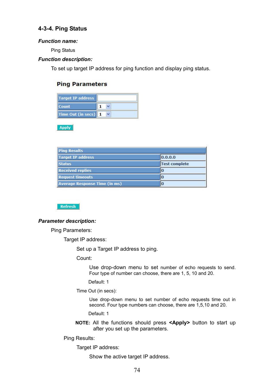 3-4. ping status | LevelOne GEP-0950 User Manual | Page 80 / 86