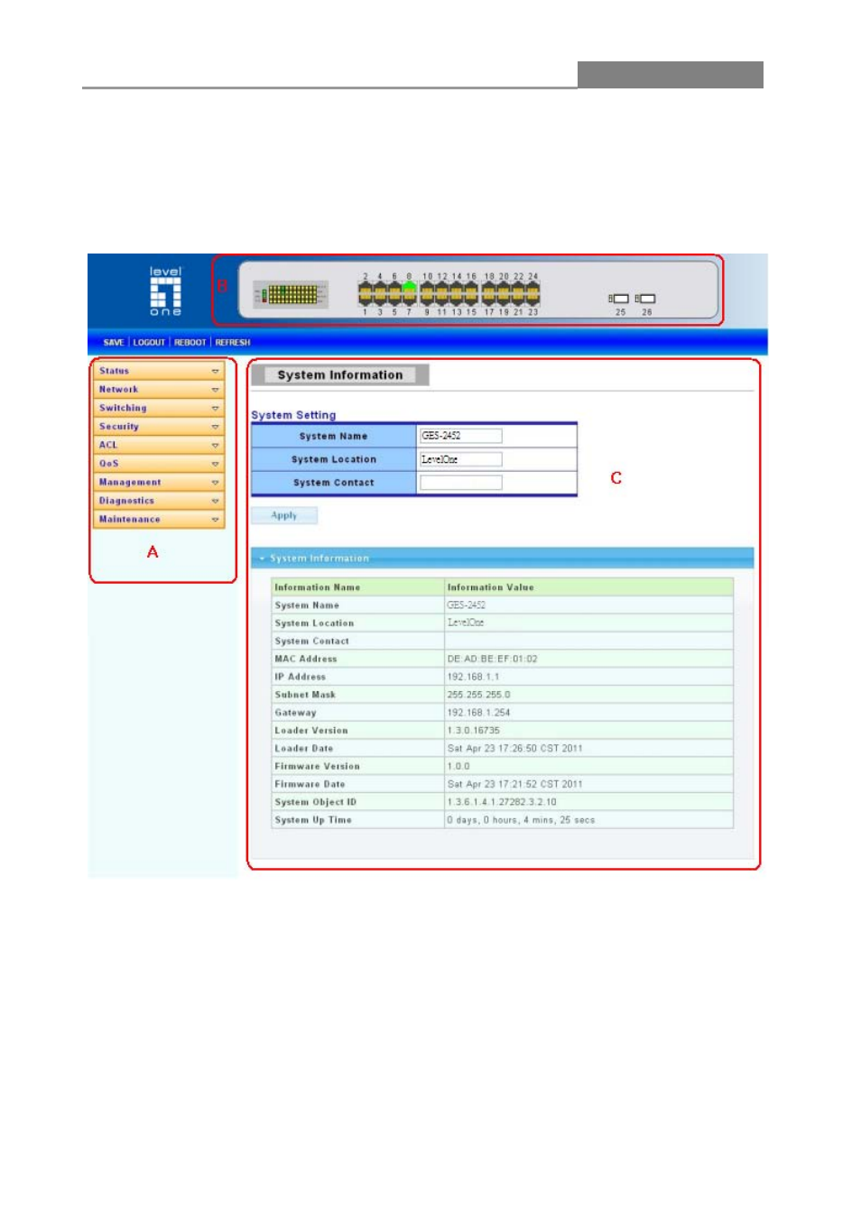 2 the graphic user interface, Web smart switch | LevelOne GES-2452 User Manual | Page 12 / 94