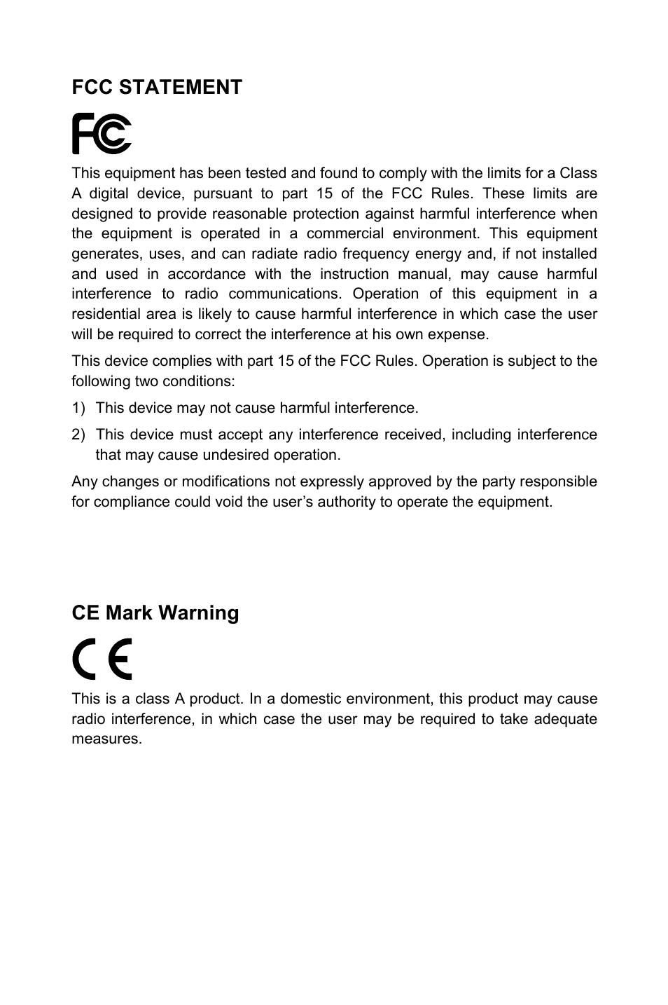 Fcc statement, Ce mark warning | LevelOne GSW-2457 User Manual | Page 3 / 12