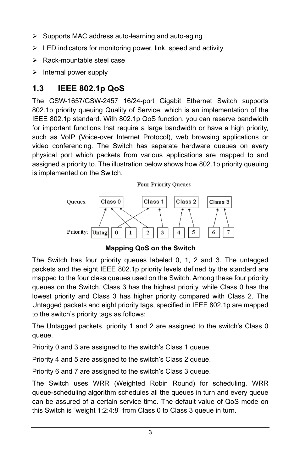 3 ieee 802.1p qos, Ieee 802.1p qos | LevelOne GSW-2457 User Manual | Page 7 / 12