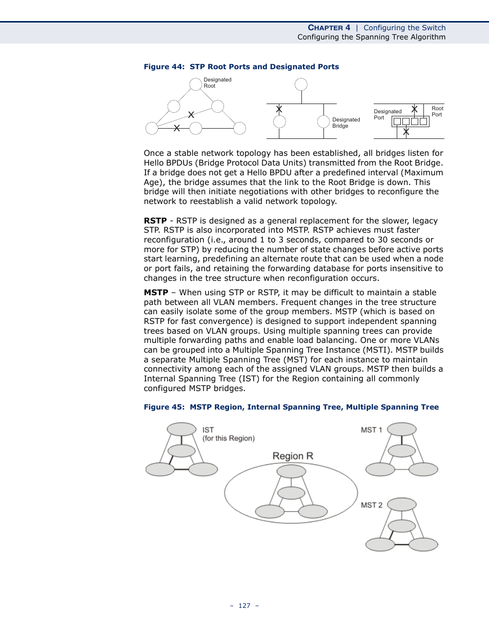 Figure 44: stp root ports and designated ports | LevelOne GSW-4876 User Manual | Page 127 / 314