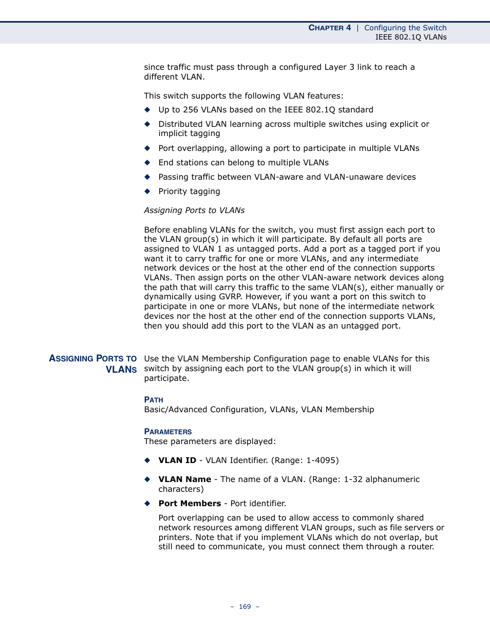 Assigning ports to vlans | LevelOne GSW-4876 User Manual | Page 169 / 314