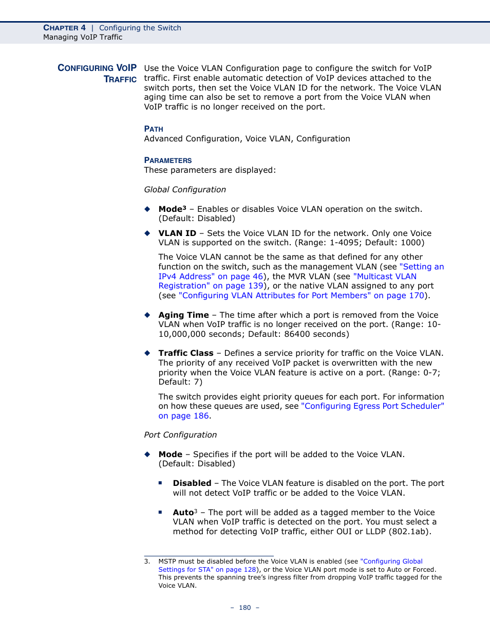 Configuring voip traffic, Ip t | LevelOne GSW-4876 User Manual | Page 180 / 314