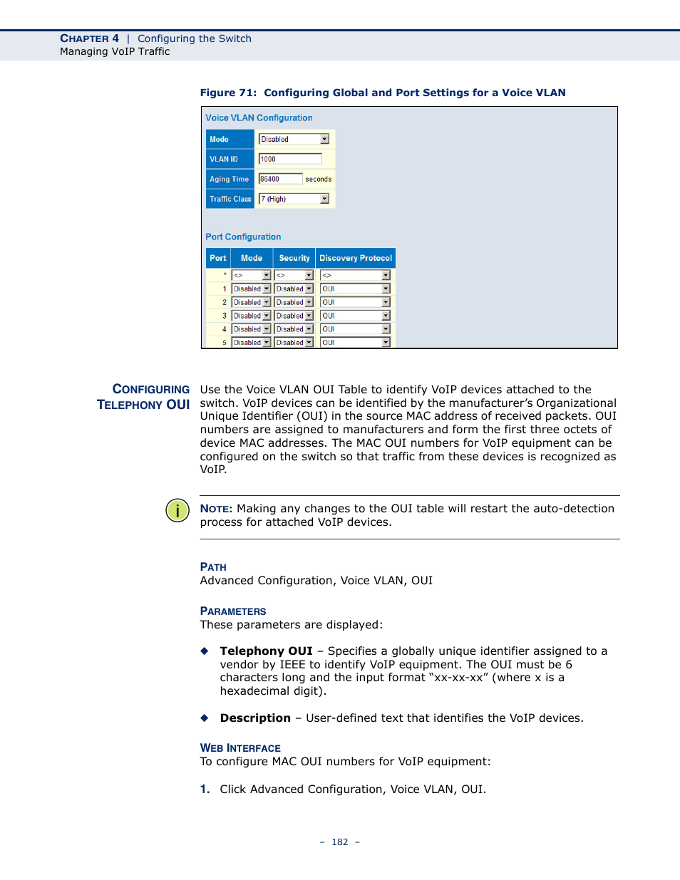 Configuring telephony oui | LevelOne GSW-4876 User Manual | Page 182 / 314