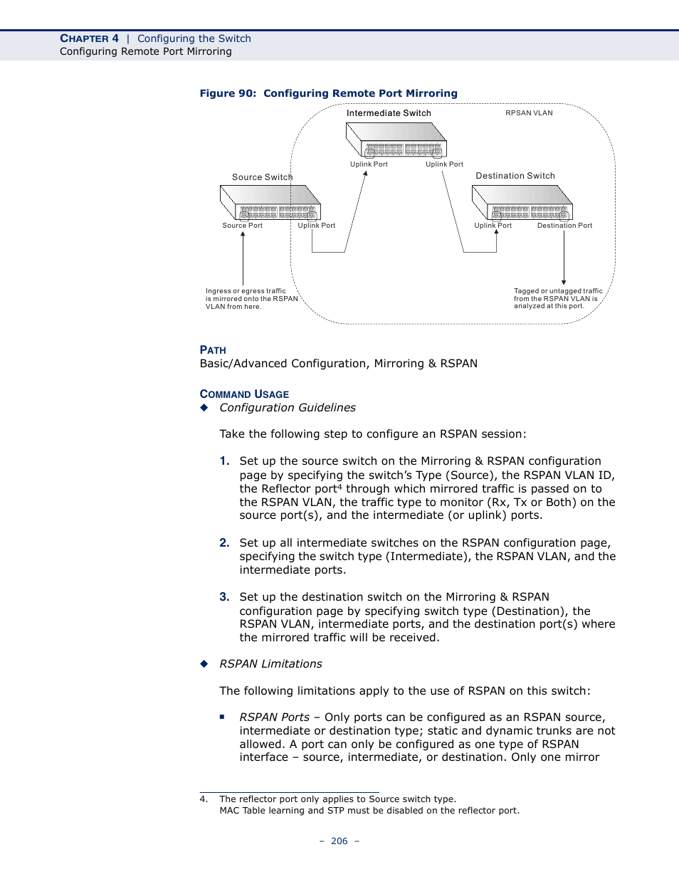 Figure 90: configuring remote port mirroring | LevelOne GSW-4876 User Manual | Page 206 / 314