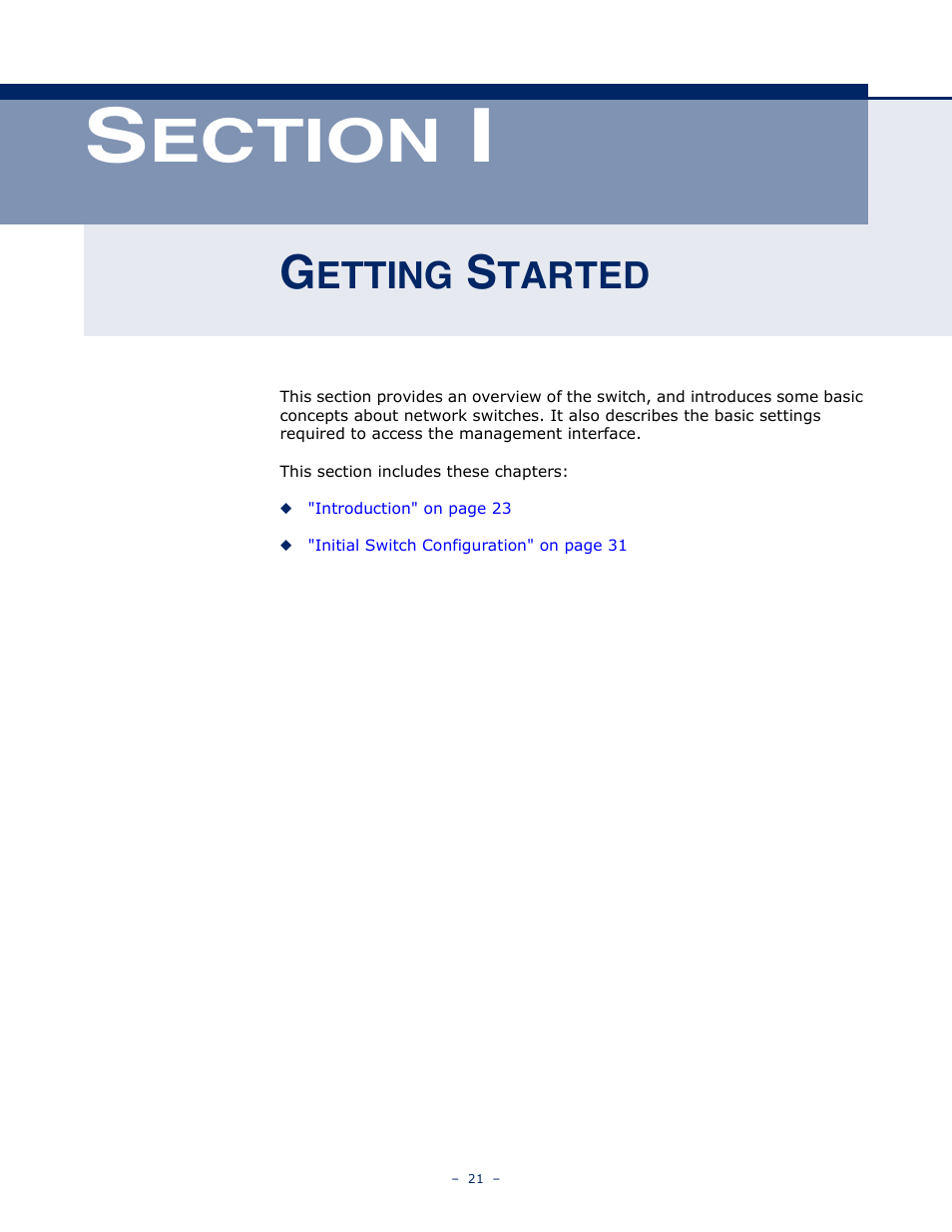 Getting started, Ection, Etting | Tarted | LevelOne GSW-4876 User Manual | Page 21 / 314