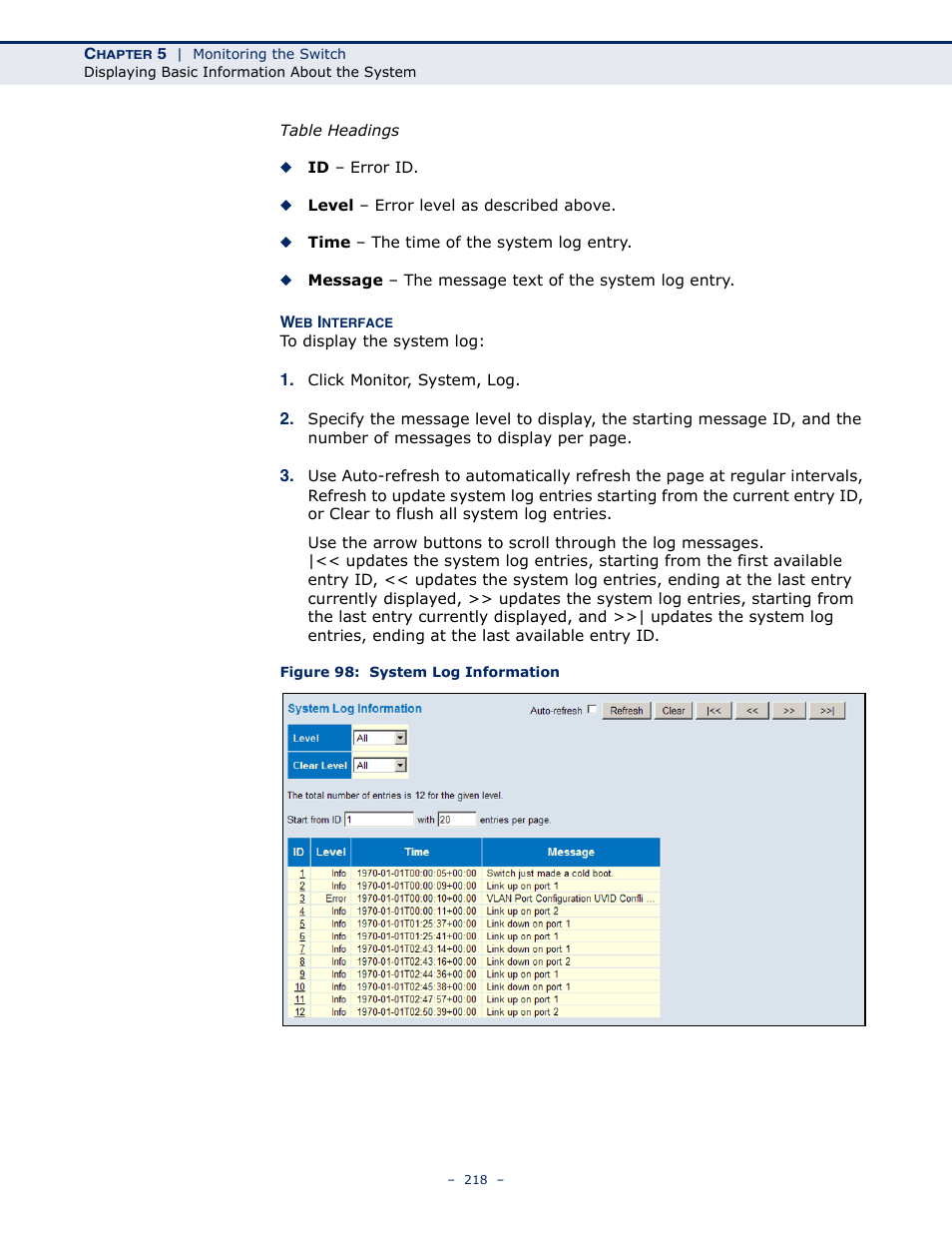 Figure 98: system log information | LevelOne GSW-4876 User Manual | Page 218 / 314
