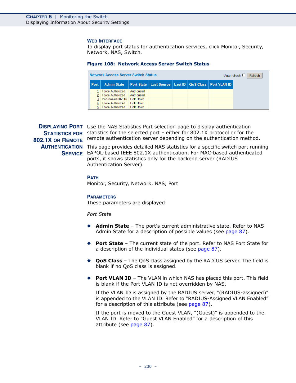 Figure 108: network access server switch status | LevelOne GSW-4876 User Manual | Page 230 / 314