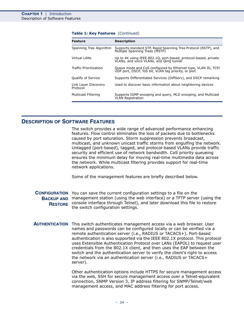 Description of software features | LevelOne GSW-4876 User Manual | Page 24 / 314