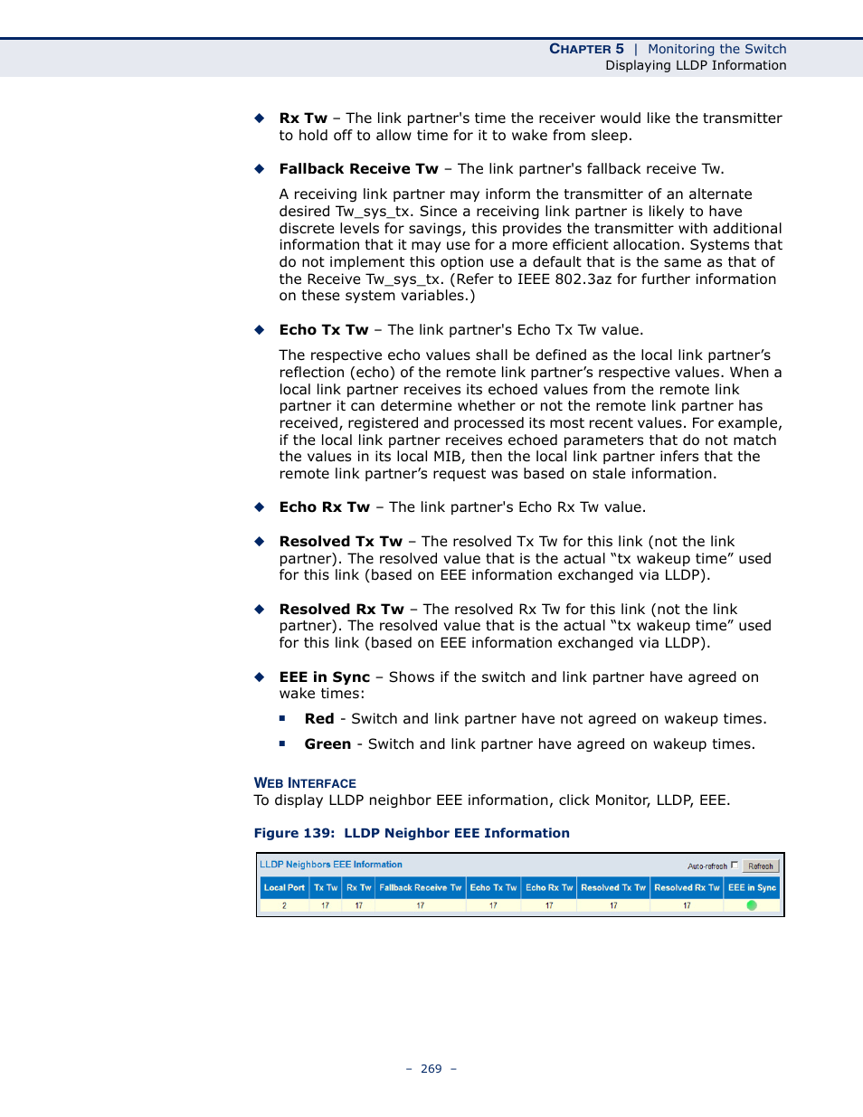 Figure 139: lldp neighbor eee information | LevelOne GSW-4876 User Manual | Page 269 / 314