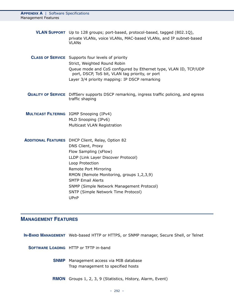 Management features | LevelOne GSW-4876 User Manual | Page 292 / 314