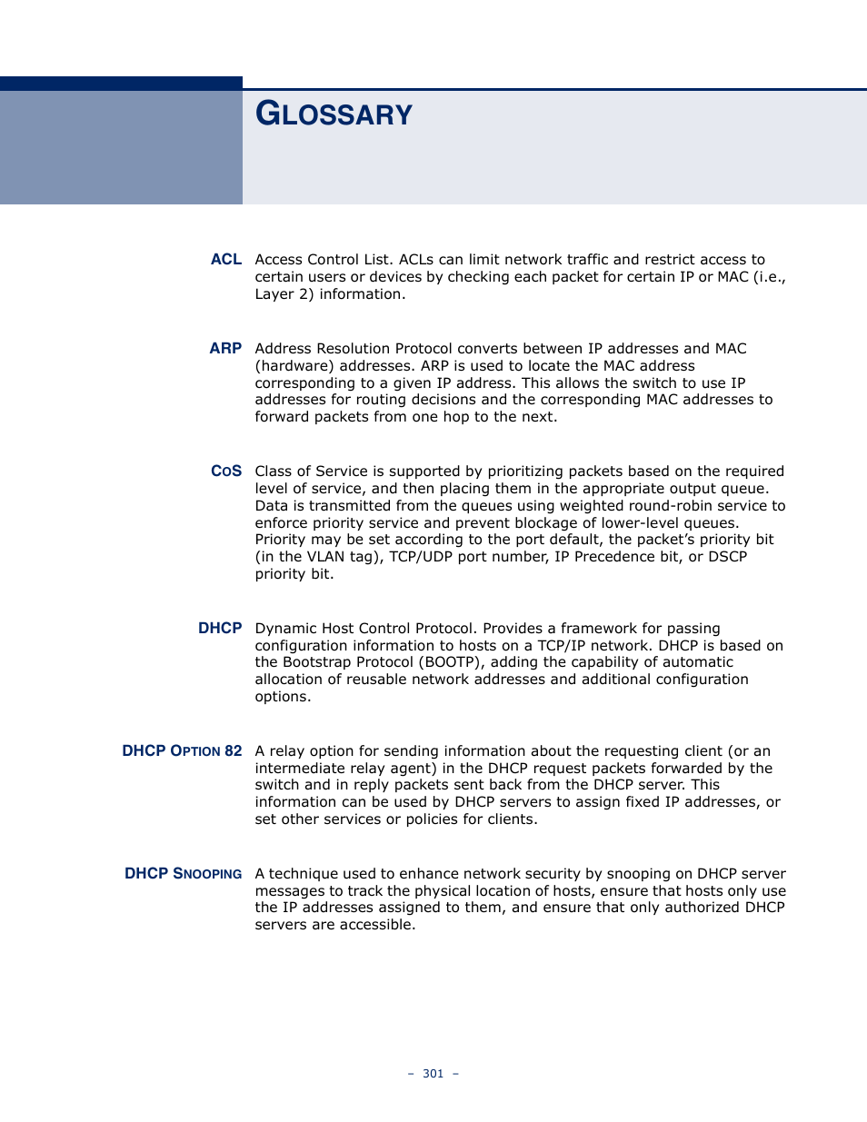 Glossary, Lossary | LevelOne GSW-4876 User Manual | Page 301 / 314